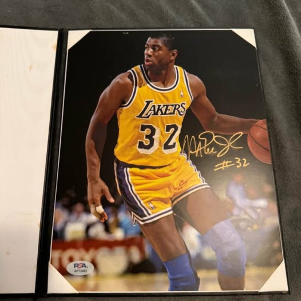 PSA - SIGNED MAGIC JOHNSON LAKERS PHOTOGRAPH